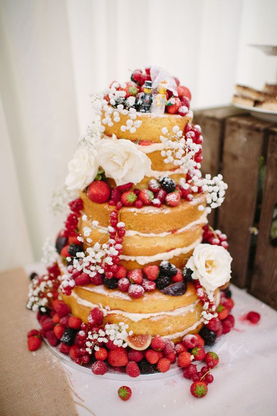Naked Cake Layer Sponge Fruit Flowers Icing Lego Toppers