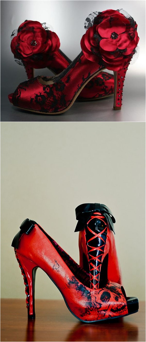 Black and Red Gothic Wedding Shoes Ideas