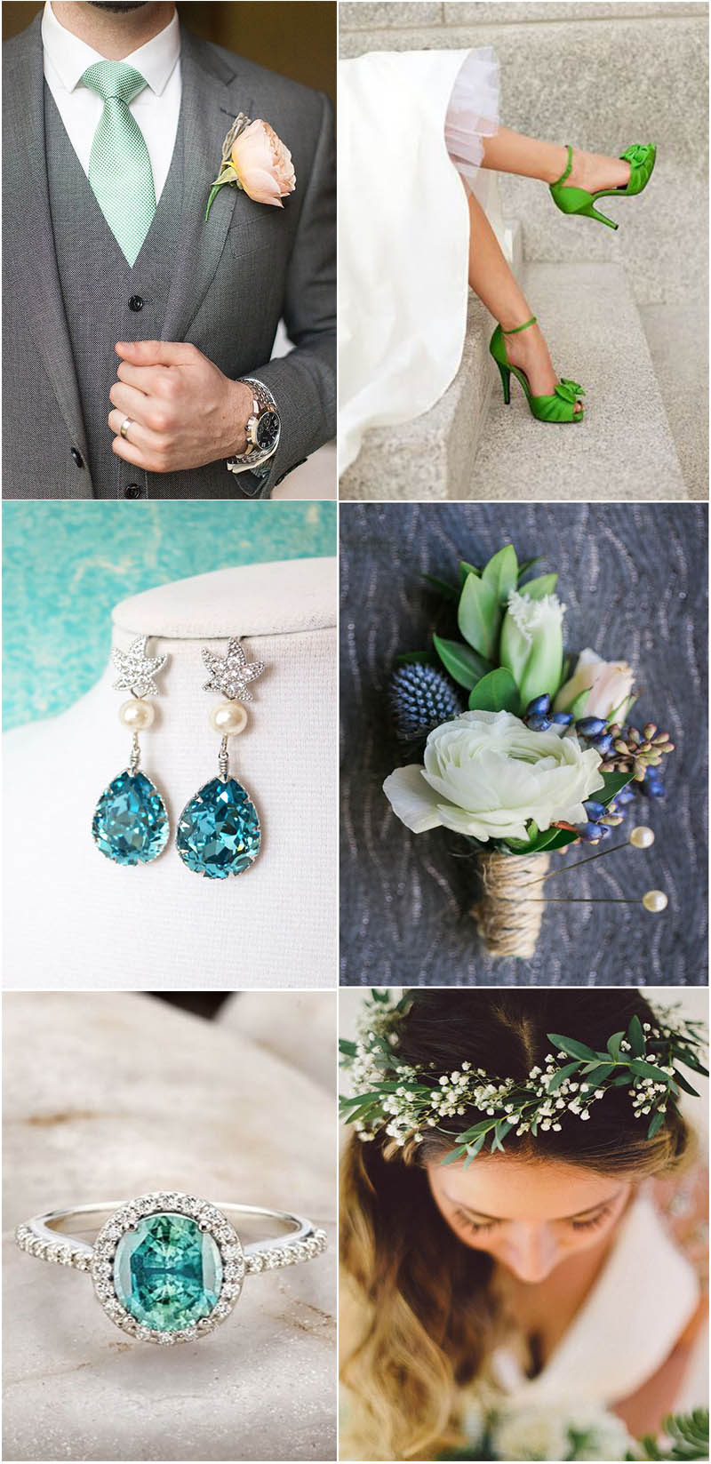 romantic and timeless white and green wedding accessories