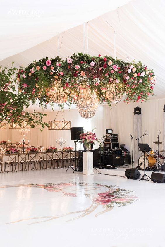  Beautiful hanging floral canopy wreath for wedding 