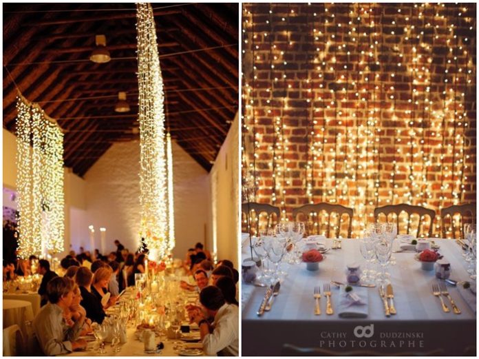 Waterfall String Light Wedding Decoration Ideas