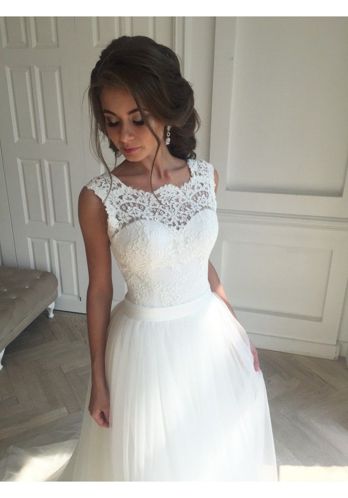 Beautiful wedding dresses with an illusion neckline