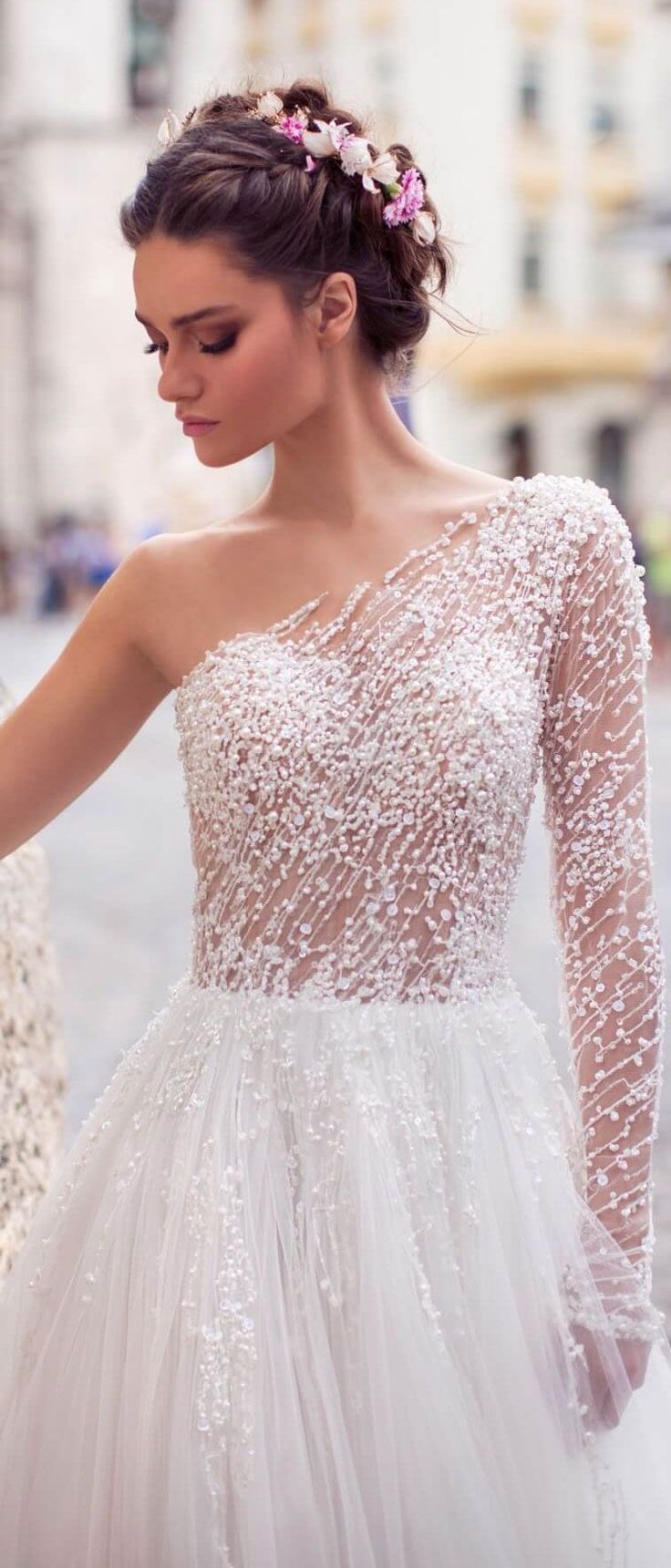 unique one-shoulder wedding dresses