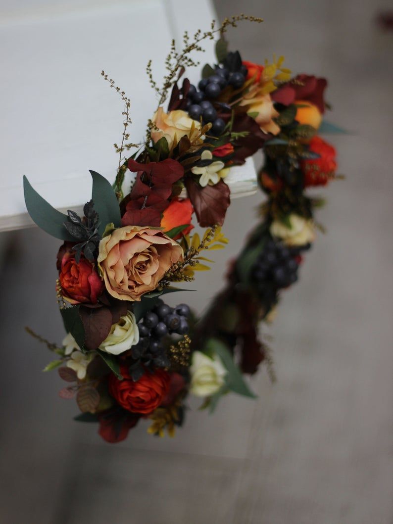 Chic and Bold Floral Crowns for Fall Weddings